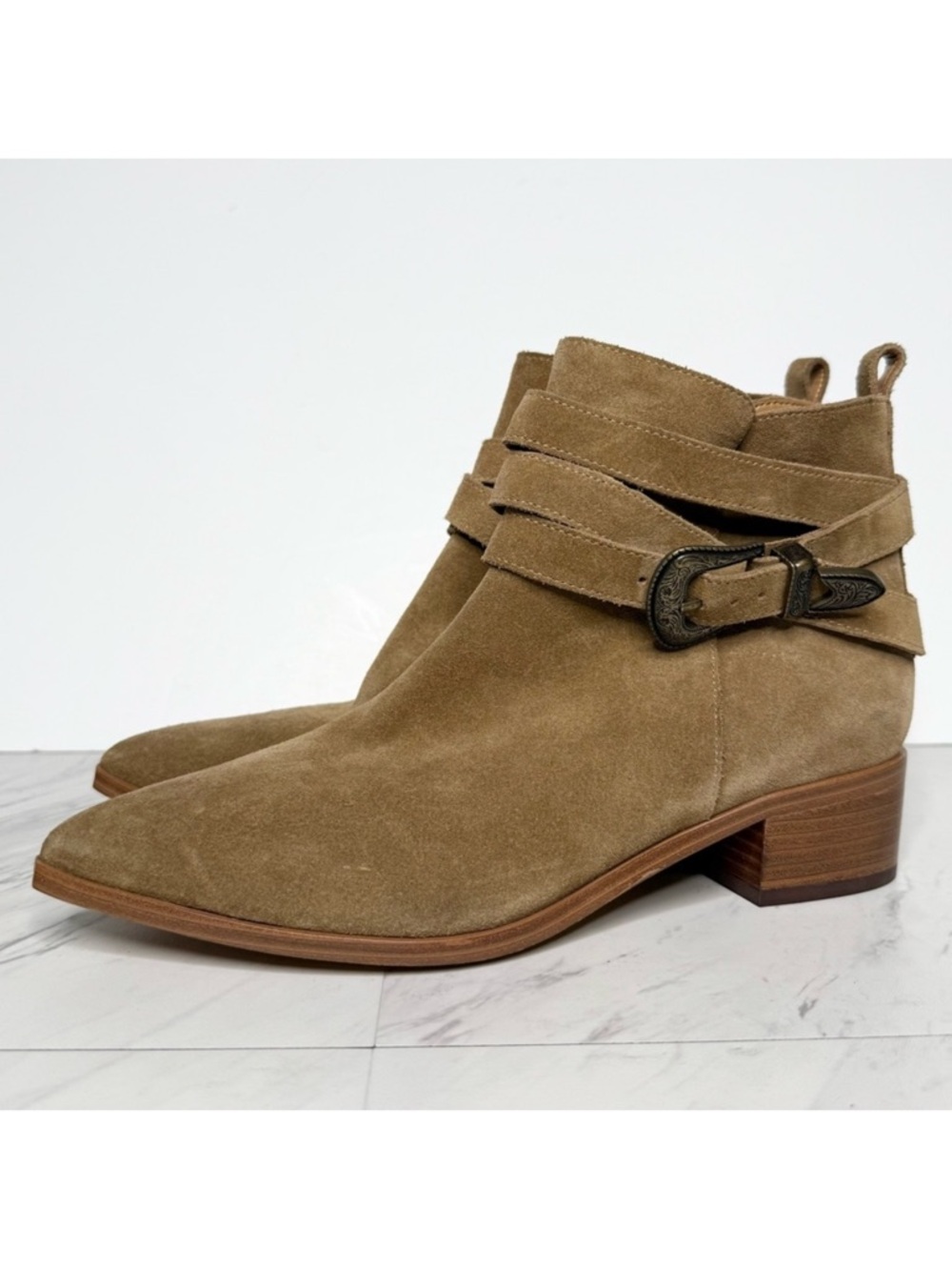 Marc Fisher Western Tan Suede Bootie 8M